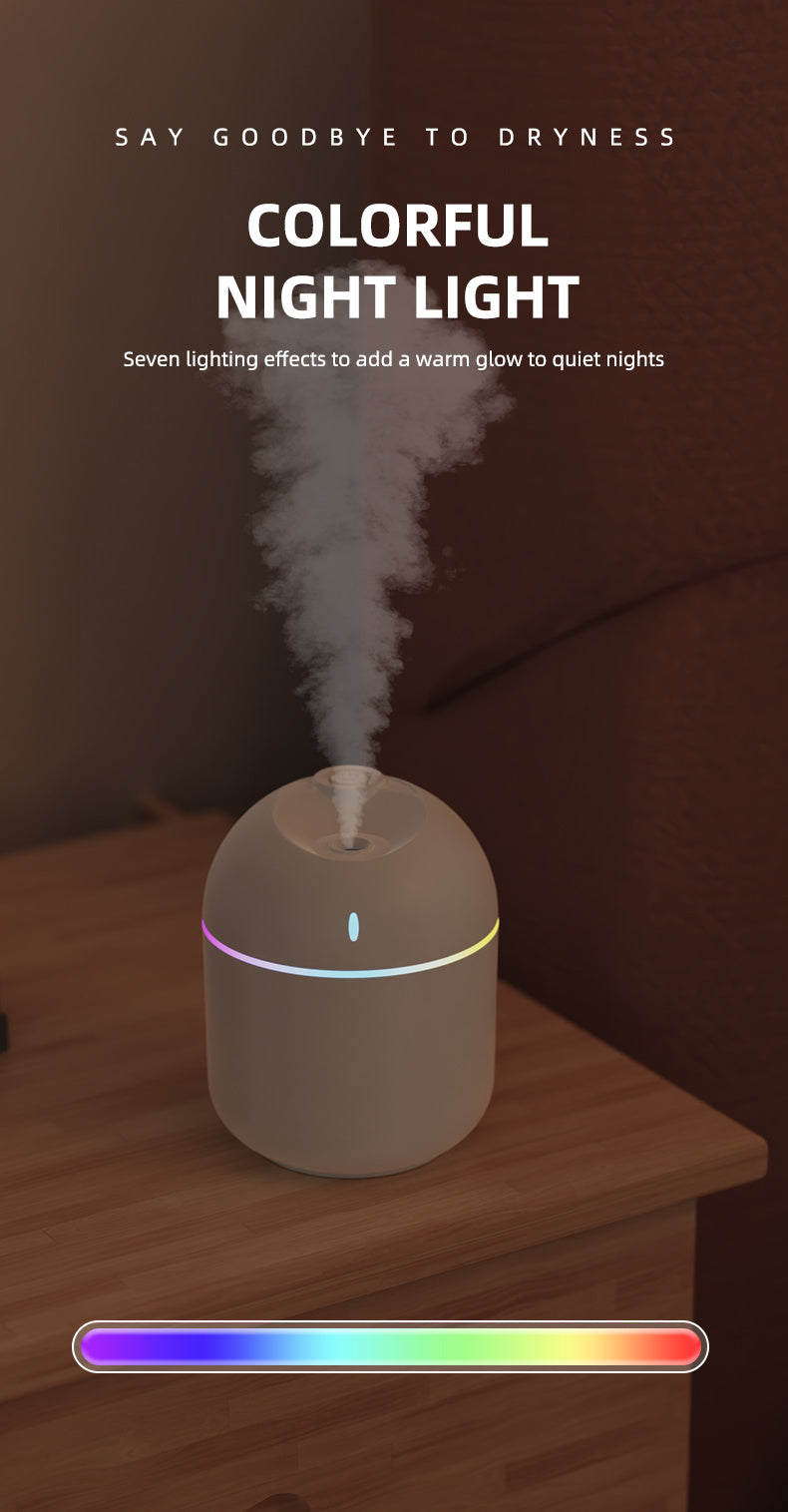 Mini LED Humidifier – Cool Mist Aroma Diffuser with Color-Changing Night Light