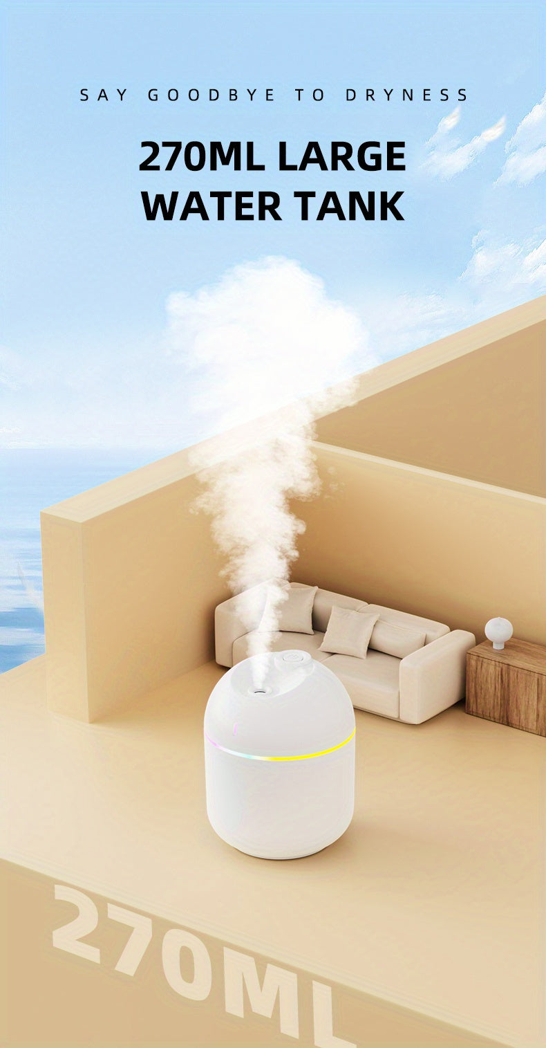Mini LED Humidifier – Cool Mist Aroma Diffuser with Color-Changing Night Light