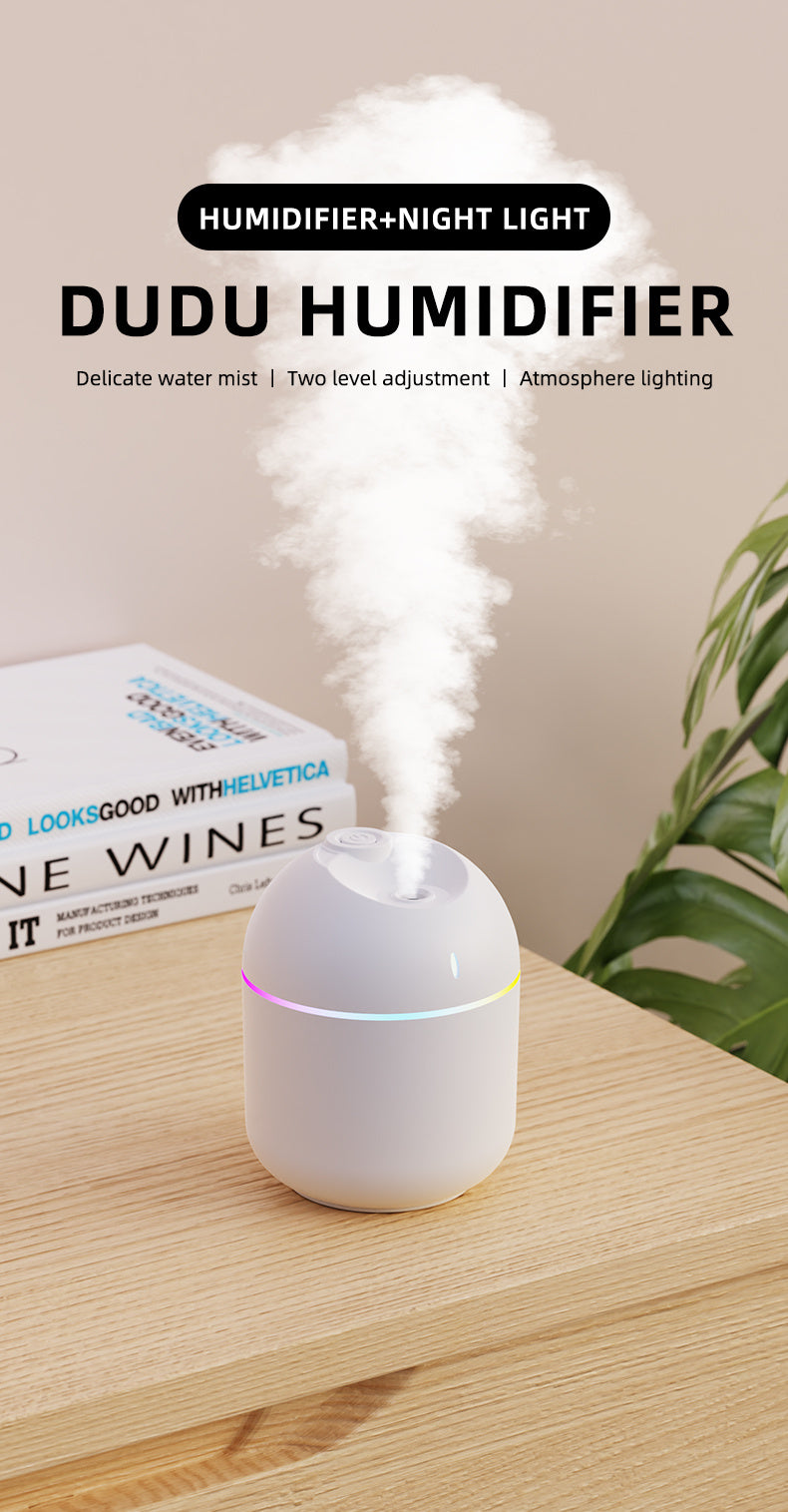 Mini LED Humidifier – Cool Mist Aroma Diffuser with Color-Changing Night Light
