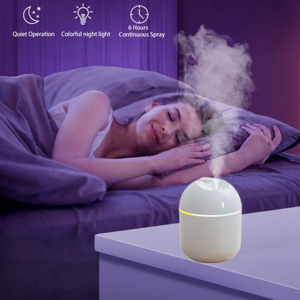 Mini LED Humidifier – Cool Mist Aroma Diffuser with Color-Changing Night Light