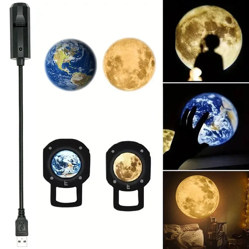 Moon & Earth Projector Light – USB Ceiling Night Light for Bedroom