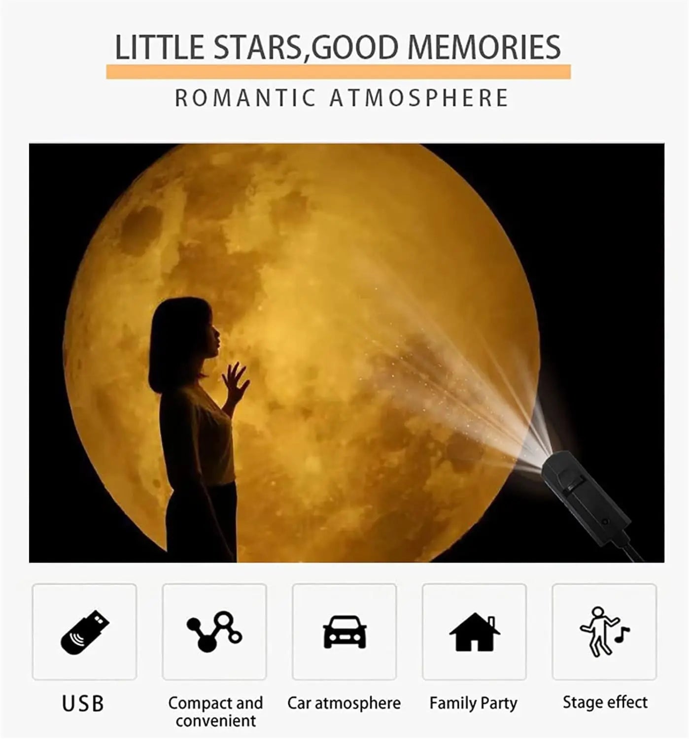 Moon & Earth Projector Light – USB Ceiling Night Light for Bedroom