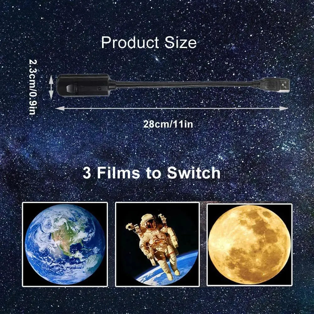 Moon & Earth Projector Light – USB Ceiling Night Light for Bedroom