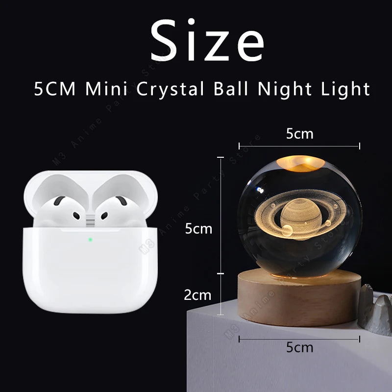 3D Crystal Ball Night Light – Galaxy, Moon & Saturn LED Lamp