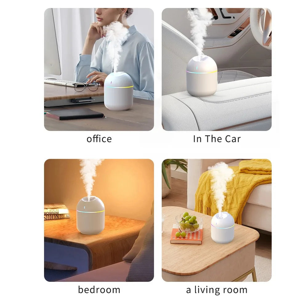 Mini LED Humidifier – Cool Mist Aroma Diffuser with Color-Changing Night Light