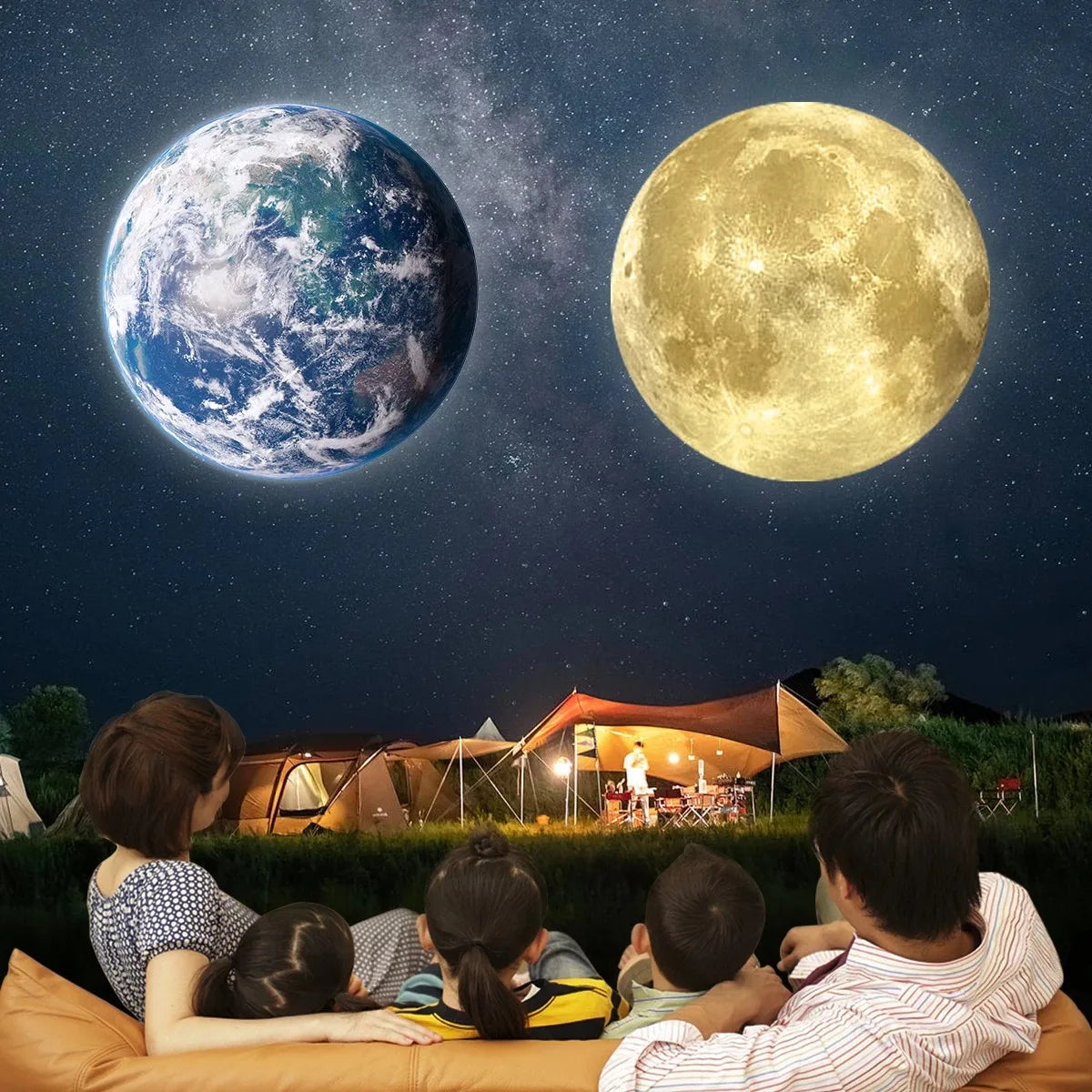 Moon & Earth Projector Light – USB Ceiling Night Light for Bedroom