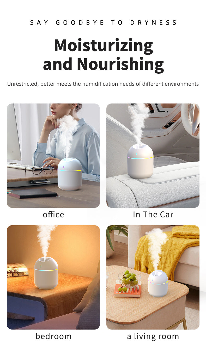 Mini LED Humidifier – Cool Mist Aroma Diffuser with Color-Changing Night Light